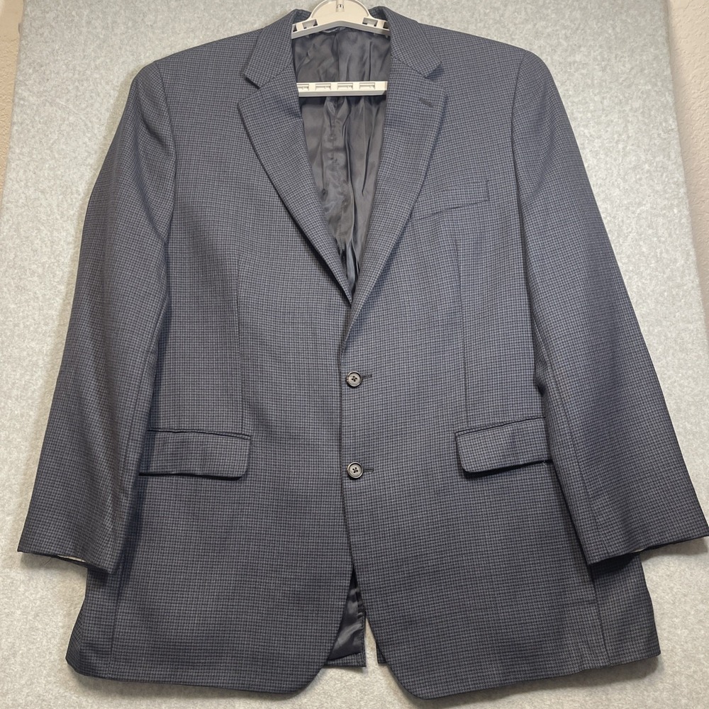 Ralph Ralph Lauren Men's Gray Houndstooth 2-Button Wool Blazer Sport Coat 46L